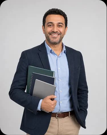 Educator holding books