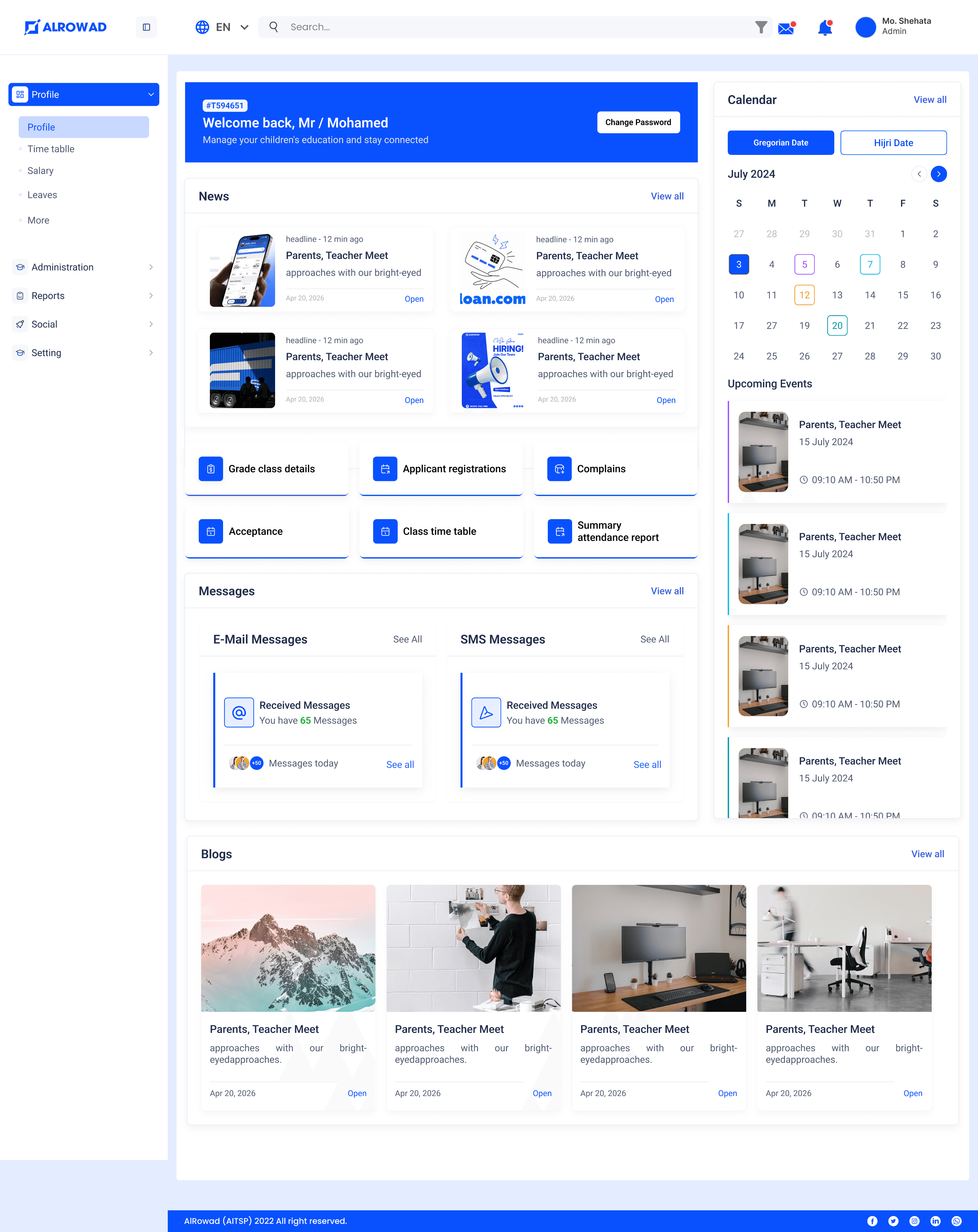 Dashboard Interface