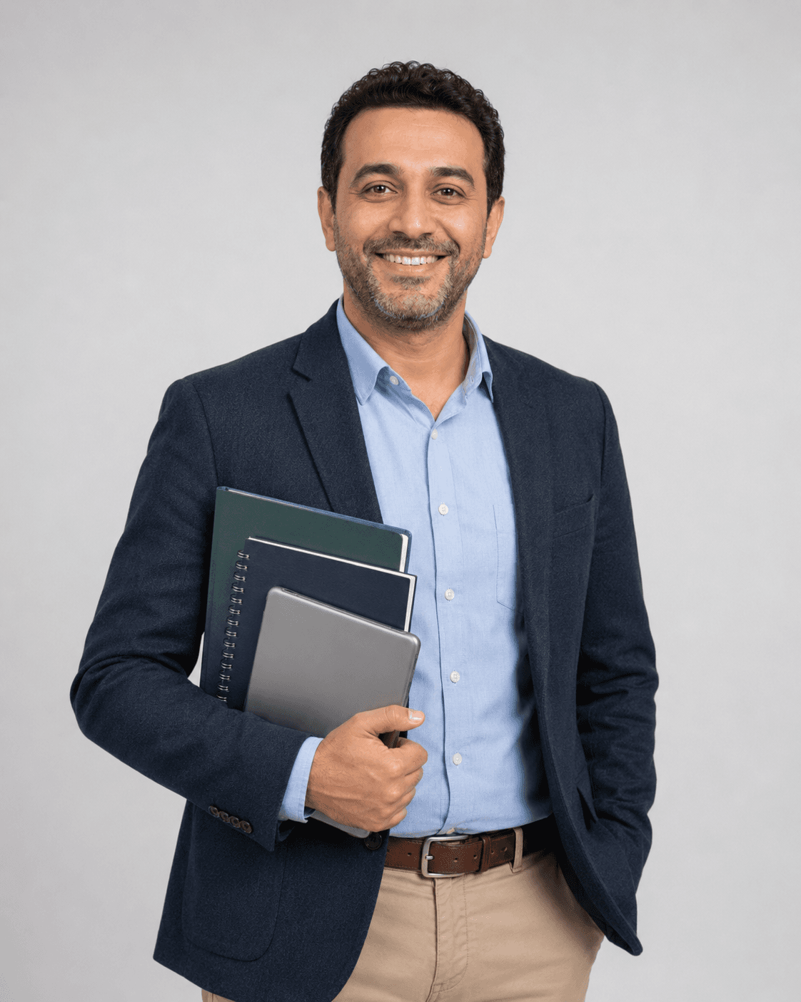 Educator holding books